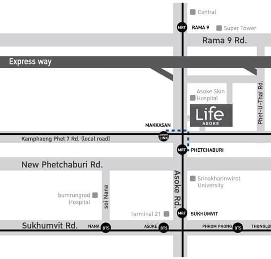 ขายพร้อมผู้เช่า  Life Asoke (ไลฟ์ อโศก) 1 ห้องนอน ชั้น 17 วิวสวน ห้วยขวาง บางกะปิ ติดเจ้าของ