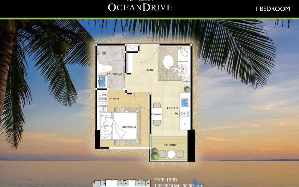 ขาย Riviera Ocean Drive Jomtien ริเวียร่า โอเชี่ยน ไดร์ฟ จอมเทียน 1 ห้องนอน วิวทะเล (3)