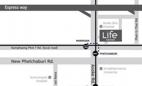 ขายพร้อมผู้เช่า  Life Asoke (ไลฟ์ อโศก) 1 ห้องนอน ชั้น 17 วิวสวน ห้วยขวาง บางกะปิ ติดเจ้าของ