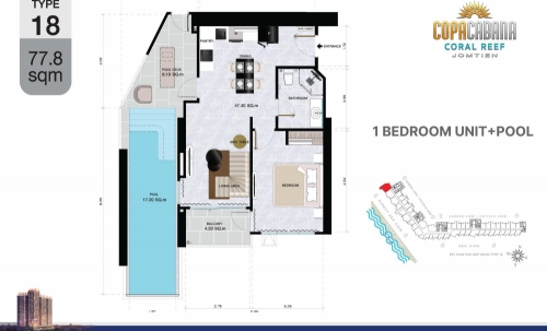 ขาย Copacabana Coral Reef Jomtien โคปาคาบาน่า คอรัล รีฟ จอมเทียน 1 ห้องนอน วิวทะเล (2)