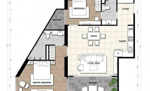 ให้เช่า เดอะปาล์ม วงศ์อมาตย์ 2 ห้องนอน วิวทะเล